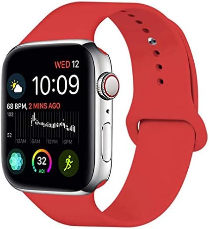 MOOLLY for Watch Band 42mm 44mm, Soft Silicone Watch Strap Replacement Sport Band Compatible with Watch Band Series 4 Series 3 Series 2 Series 1 Sport & Edition (42mm 44mm S/M, Red)