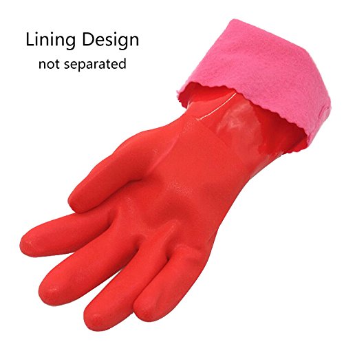 UXUAN Rubber Cleaning Gloves Cotton Lined Dishwashing Gloves Kitchen