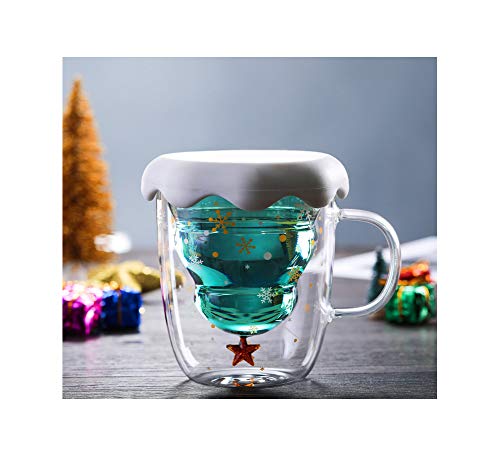 Primst Glas Doppelwandig,Weihnachtsbaum Kaffeetasse,Teegläser mit Henkel (A) – Bild 7