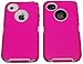 Iphone 4 4S Body Armor Defender - Comparable to Otterbox Defender + 1pc 3ft Data Cable (Pink on White)