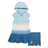 Burt's Bees Baby Baby Girls' Organic Hooded Dress and Bike Short Set, Geyser, 0-3 Months