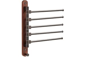 SundiooK Wood 2/3/4/5 Wall Mounted Swivel Towel Bar Holder for Bathrobe and Towels, Aluminum Alloy Rust-Resistant Bathroom Ra