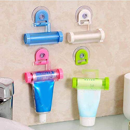 Easy Squeezer Toothpaste Roller Tube Rack Dispenser Rolling Holder Suction cup blue
