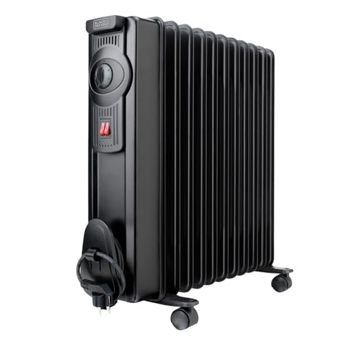 BLACK+DECKER BXRA2300E - OElradiator 2300W | 11 Heizelemente a 140 mm | Einstellbarer Thermostat | 2 Heizstufen | Automatische Sicherheitsabschaltung bei UEberhitzung | Schwarz