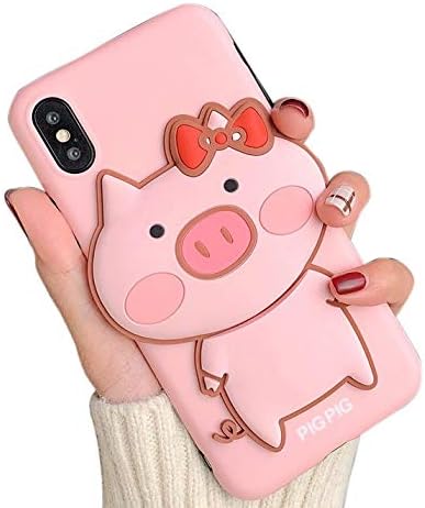 iPhone X Case, Peachy Life Cool Fun Style Soft TPU Rubber Case for iPhone X (3-D Pig)