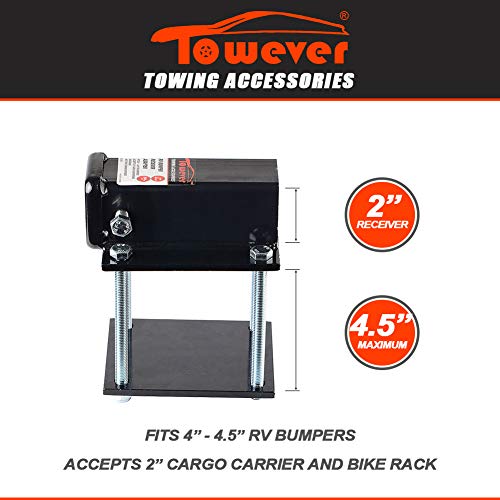 Towever 83801 RV Bumper Hitch Receiver 2 inches Adapter for 44.5 inches Travel Trailer Rear