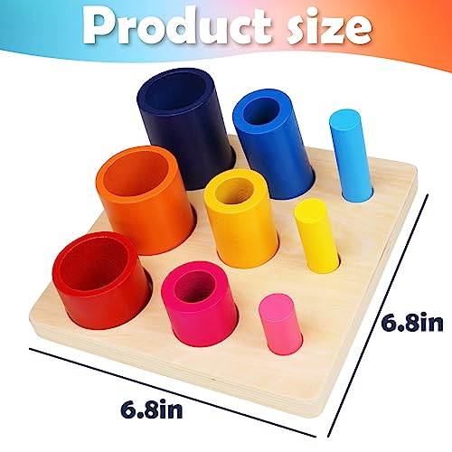 Agirlgle Wooden Cylinder Shape Puzzle Sorter Stacker Block Board