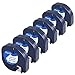 AOJE Label Tape Replacement for DYMO LetraTag Label Maker Refills 91331, Black on White Plastic Label Refill, 1/2'' x 13' (12mm x 4m), Compatible with DYMO LetraTag LT-100H, LT-100T, QX50, 6-Pack