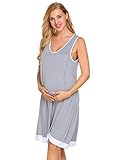Ekouaer Womens Sleeveless Maternity Dress Pregnancy Breastfeeding Nursing Nightgown S-XXL