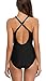 ALove Women's One Piece Bathing Suit Color Block V Neck Wrap Tummy Control 1 Piece Swimsuit Large Royal-Black