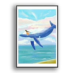Framed Canvas Wall Art for Living Room, Bedroom Whale Canvas Prints for Modern Home Decoration Ready to Hang - 16"x24" inches