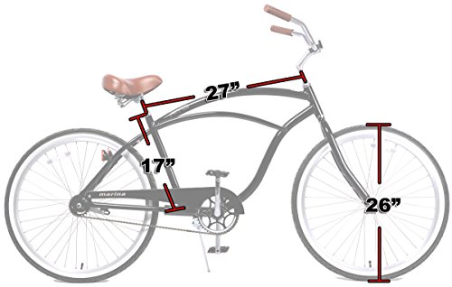Fito Anti Rust Light Weight Aluminum Alloy Frame, Marina Alloy 1-Speed for Men - All Matte Black, 26" Wheel Beach Cruiser Bike Bicycle
