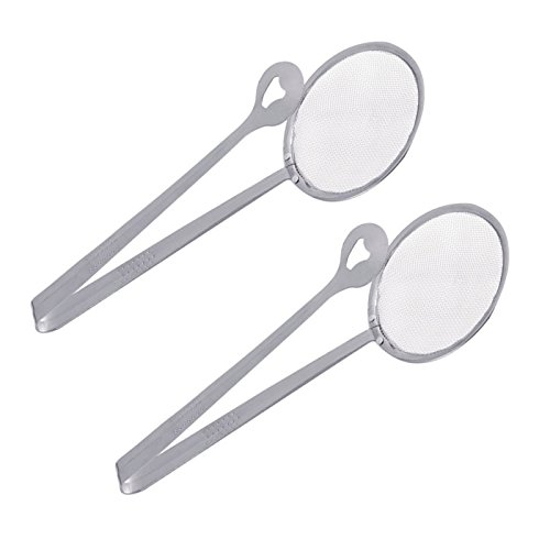 Click Here to See More Images Binglinghua 2pcs Creative Filter Spoon with Clip Multi-functional Stainless Steel Colander Oil-Frying Filter Fried Food Clip Fried Chicken Drumsticks