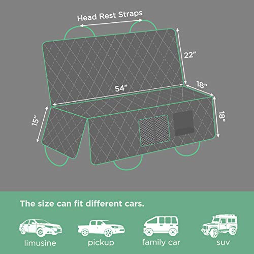 LIFEFAIR Back Seat Covers for Dogs, 100 Waterproof Dog Car Seat Cover with Mesh Window, Scratch