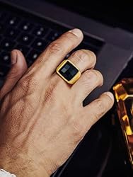 U7 Mens Black Onyx Rings 18K Gold Plated Stainless