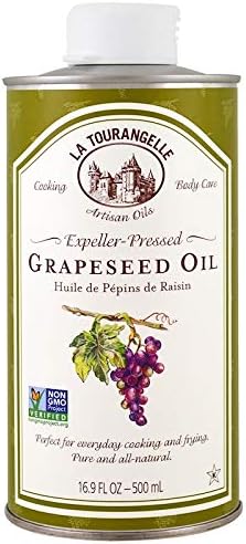La Tourangelle, Grapeseed Oil, 16.9 fl oz (500 ml) perfect for sweet and salty applications, as well as for skin/hair care or in DIY recipes for cosmetics (2 Pack)