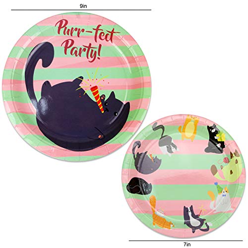 177 Piece Cat Theme Party Supplies Set Including Banner, Plates, Cups, Napkins, Tablecloth, Spoon, Forks, and Knives, Serves 25 - Thumbnail 2