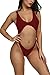 Viottiset Women's High Cut Out Thong One Piece Swimsuit Backless Bikini Bathing Suit Red Small