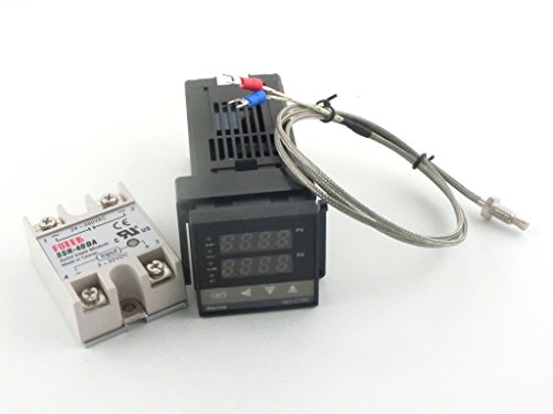 Dual Digital RKC PID C100FK02-V*AN 110-240V Solid State Relay SSR40DA Temperature Controller with thermocouple K, SSR Output