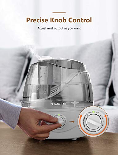 Homasy Victsing Upgraded, 2.2L Cool Mist Ultrasonic Large Bedroom, Baby, Home Premium Air Humidifying Vaporizer for Whisper-Quiet, Auto Shut-Off- Lasts Up to 24 Hours, Grey - Thumbnail 4