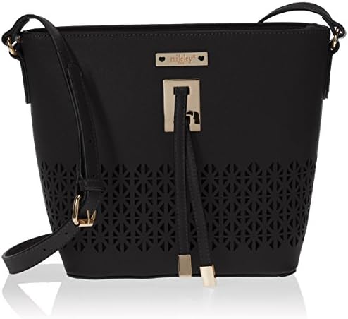 Women's Black Laser Cut Crossbody Cross Body Bag, One Size