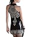 Ocaler Women's totem pattern Dress Mini Sleeve Summer Club Hot Dance Dresses (Black)