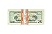 Prop Money, Play Money Pretend $20 Dollar Bills, Full Print Stack, Double-Sided Banded