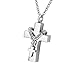 Double Cross Memorial Ash Urn Necklace With Crystal Stainless Steel Waterproof Jewelry (CROSS)