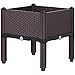 Outsunny Plastic Raised Garden Bed Elevated Planter Box Kit Rattan Pattern with Self-Watering Design and Compact Footprint, Perfect for Flowers Vegetables and Herbsthumb 1