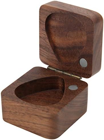 ギターピック収納ケース 木製 ピックケース スクエア 持ち運び簡単 耐久性 音楽ギフト ギターベース ピック脱落 紛失防止 ピックホルダー アクセサリー 送料無料カード決済可能