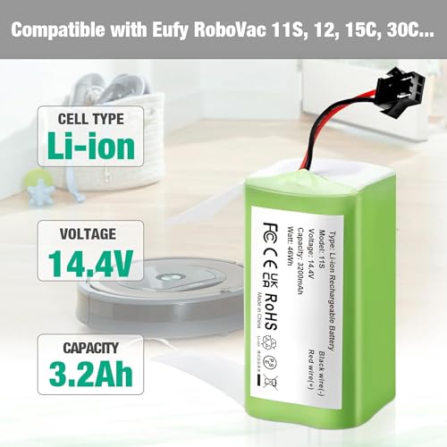 GIBAN Replacement Battery 14.4V 3200mAh Li-ion Battery Compatible with N79 N79S DN622 and For Eufy RoboVac 11,11S,12,15C,15T,35C,G10 Hybrid