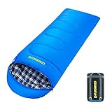 FUNDANGO Lightweight Compact Cotton Flannel Sleeping Bags for Adults Women Men Youth Kids Toddler Girls Boys, 33.8F/1C 3-4 Season Warm Cool Weather, Great for Camping Hiking Backpacking Travel