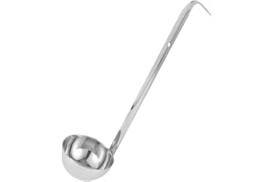 JOINPAYA Stainless Steel Gravy Ladle with Hook, 4 Oz Thickened Soup Serving Spoon for Kitchen and Restaurant