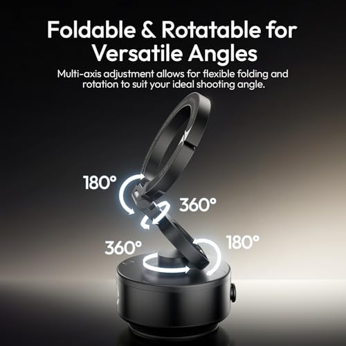ULANZI SK22 Electric Phone Holder for Car, Vacuum Suction Magnetic Phone Mount, Folable 360° Adjustable Car Accessories for for Car GPS Vlog iPhone 17/17Pro/16/15/14/13/12, Black
