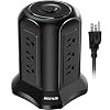 10 Ft Surge Protector Power Strip Tower, JACKYLED 12 AC Outlets Desktop Charging Station with Heavy Duty Extension Cord…