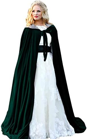 Burgundy Womens Wraps Elegant Velvet Hooded Wedding Cloak Winter Long Cape