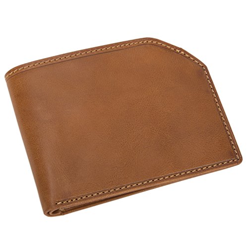 Tony Perotti Mens Italian Cow Leather Slim Front Pocket Bifold Edge Wallet in Honey