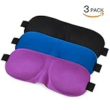 WENFENG Sleep Mask, Contoured & Comfortable 3D Eye Mask with Adjustable Straps for Full Night Sleep, Travel, Shift Work, Naps, Eyeshade for Men and Women, Pack of 3 (Black, Blue & Purple)