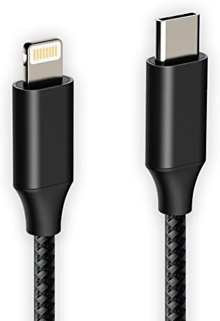 USB Type C to Lightning Cable, Male to Lightning Data Sync &amp; Charger Cord Connector Adapter 3.3FT, for Apple iPhone 7 Plus iPad Pro New MacBook Pro 2017 (Black PD)