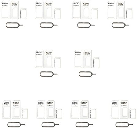 (10 Pack) SIM CARD Adapter Nano to Micro - Nano to Regular - Micro to Regular With eject pin Needle- White