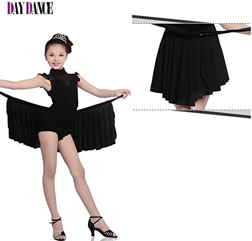 Embiofuels(TM) New Girls Latin Salsa Tango Dance Dress Kids Black Ballroom Samba Rumba Dance Costume Child Magical 2 Pieces Bullfighting Skirts
