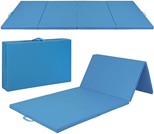 4'x8'x2" Gymnastics Gym Folding Exercise Aerobics Mats Blue Stretching Yoga Mat