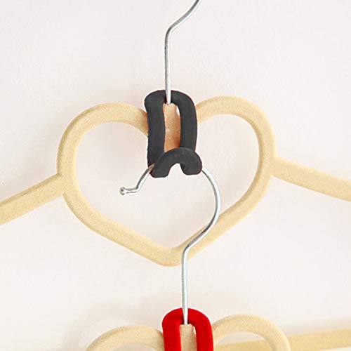 Miukada 60 PCS Hanger Hooks, Cascading Clothes Hanger Connector, Flocking Mini Hooks for Clothing & Closet Storage, Black.
