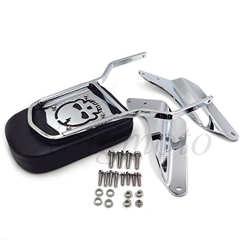 NBX- Chrome Skull Backrest Sissy Bar with Leather Pad For Honda Magna 750 VF750/250 VF250