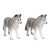 Buorsa 2 pcs Gray Nature Wild Wolf Cute Animal Model Figurine Action Figures Kids Playset Toy