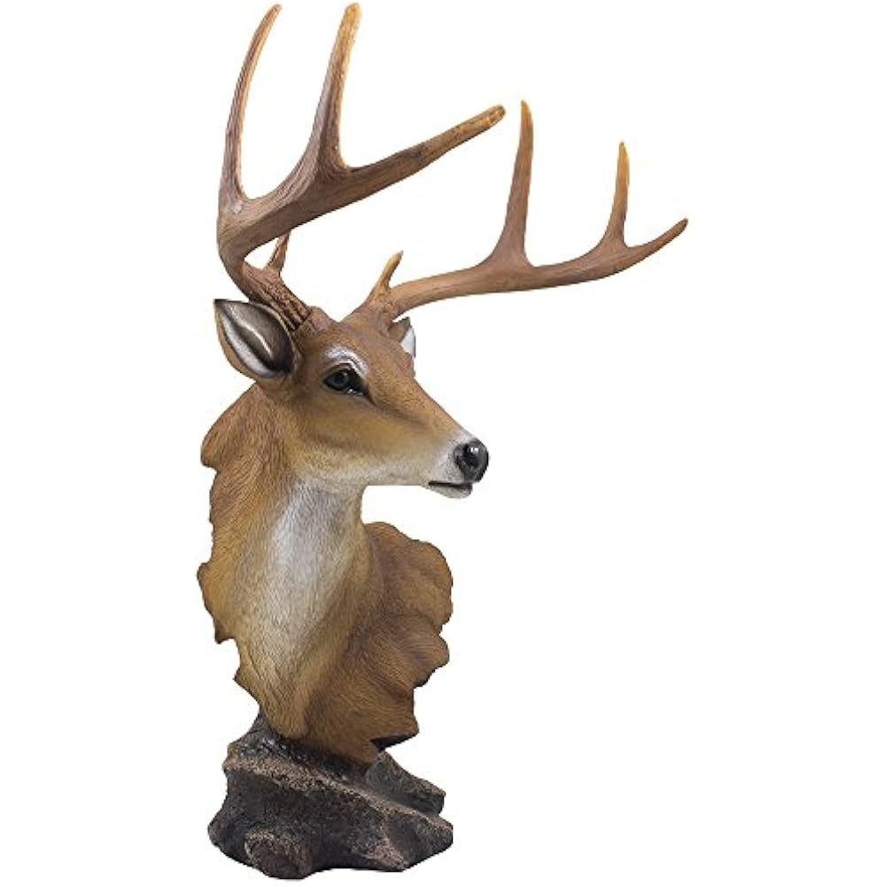 Decorative Buck Bust Statue Deer Head Sculpture With 8Point Antlers