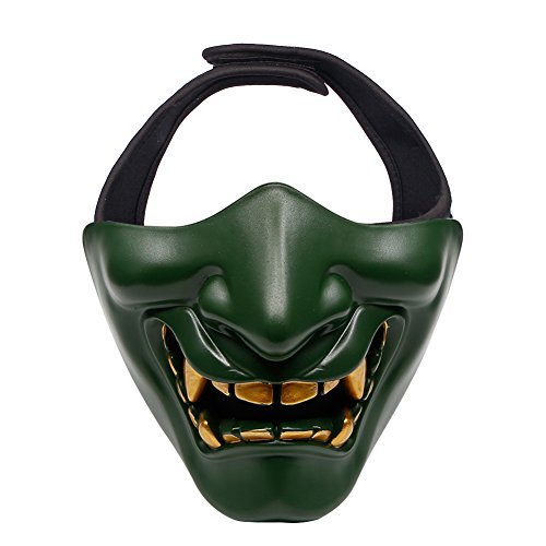 Outry Half Face Mask - Lower Face Protective Tactical Mask for Airsoft/Paintball/BB Gun/CS Game/Hunting/Shooting, Ideal Mask for Halloween, Cosplay, Costume Party and Movie Prop (Green)