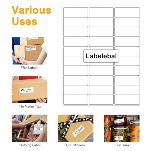 Azonee Shipping Address Mailing Labels 30-UP White Shipping Labels for Inkjet or Laser Printer Labels White Blank Sticker Name Tags Printable Address Labels 30 Per Page 3000 Labels 100Sheets