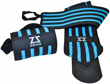 Wrist Wraps 1 Pair (Professional Quality). Wrist Support Braces for Men &amp; Women: Powerlifting, Bodybuilding, Weight Lifting Wrist Supports for Weight Training (Blue)