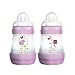 MAM Easy Start Anti-Colic Bottle 5 oz (2-Count), Baby Essentials, Slow Flow Bottles with Silicone Nipple, Baby Bottles for Baby Girl, Pink primary